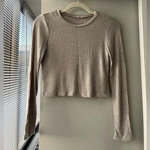 Reformation Ribbed Long Sleeve Crop Top